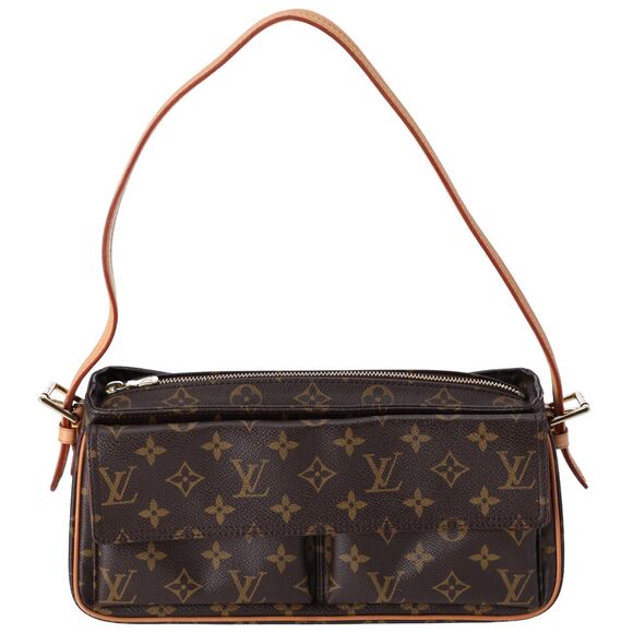 Louis Vuitton Monogram Viva Cite MM Shoulder Bag Brown Canvas